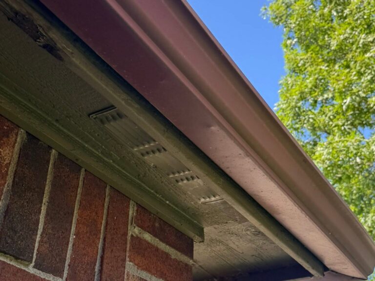 New seamless gutter with fascia and soffit on a home
